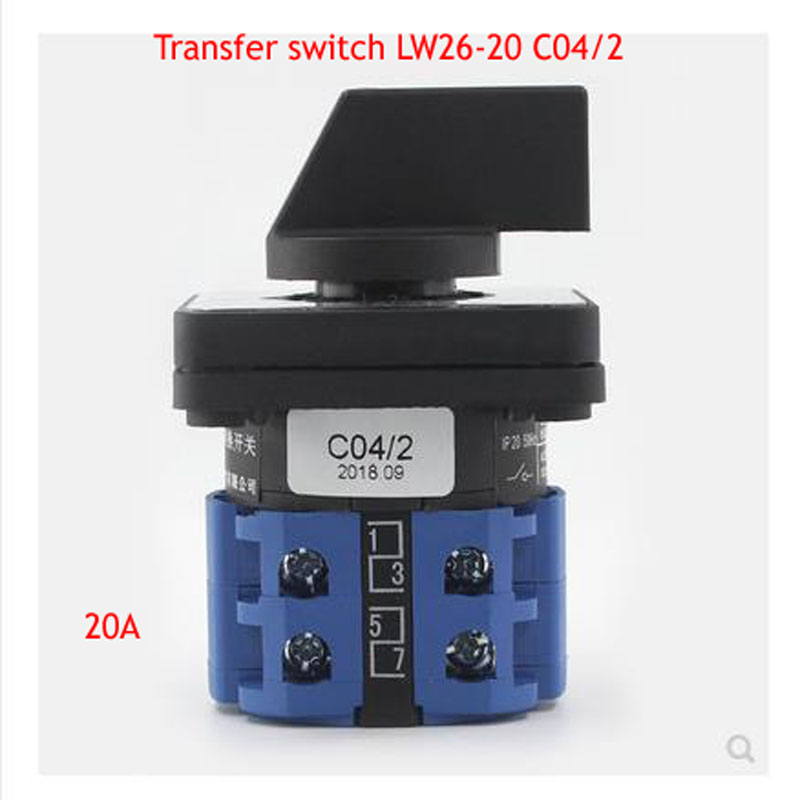 Universele Overdracht Schakelaar LW26-20 C04 2 Twee-Speed 380V Voeding Afgesneden De Belangrijkste Controle Op-off Load Stroomonderbreker 20A