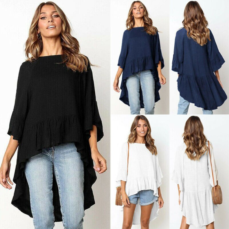 Goopom-chemisier manches longues style Boho | Blouse surdimensionnée femme irrégulière, pull-over, Baggy ample, haut,, chemisiers
