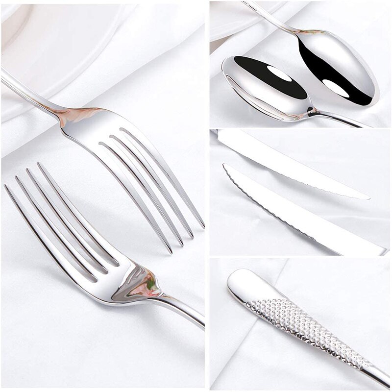 304 Stainless Steel Luxury Flatware Cutlery Set Silver Kitchen Tableware Set Dinnerware Fork Spoon Knife Western Gold Dinner Set