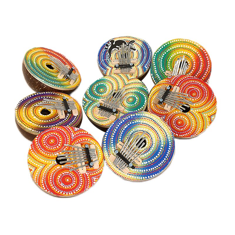 7 Key Kalimba African Coconut Solid Painted Thumb Finger Piano Sanza 7 keys Solid Wood Kalimba Mbira Thumb Kalimba For Kids KB21