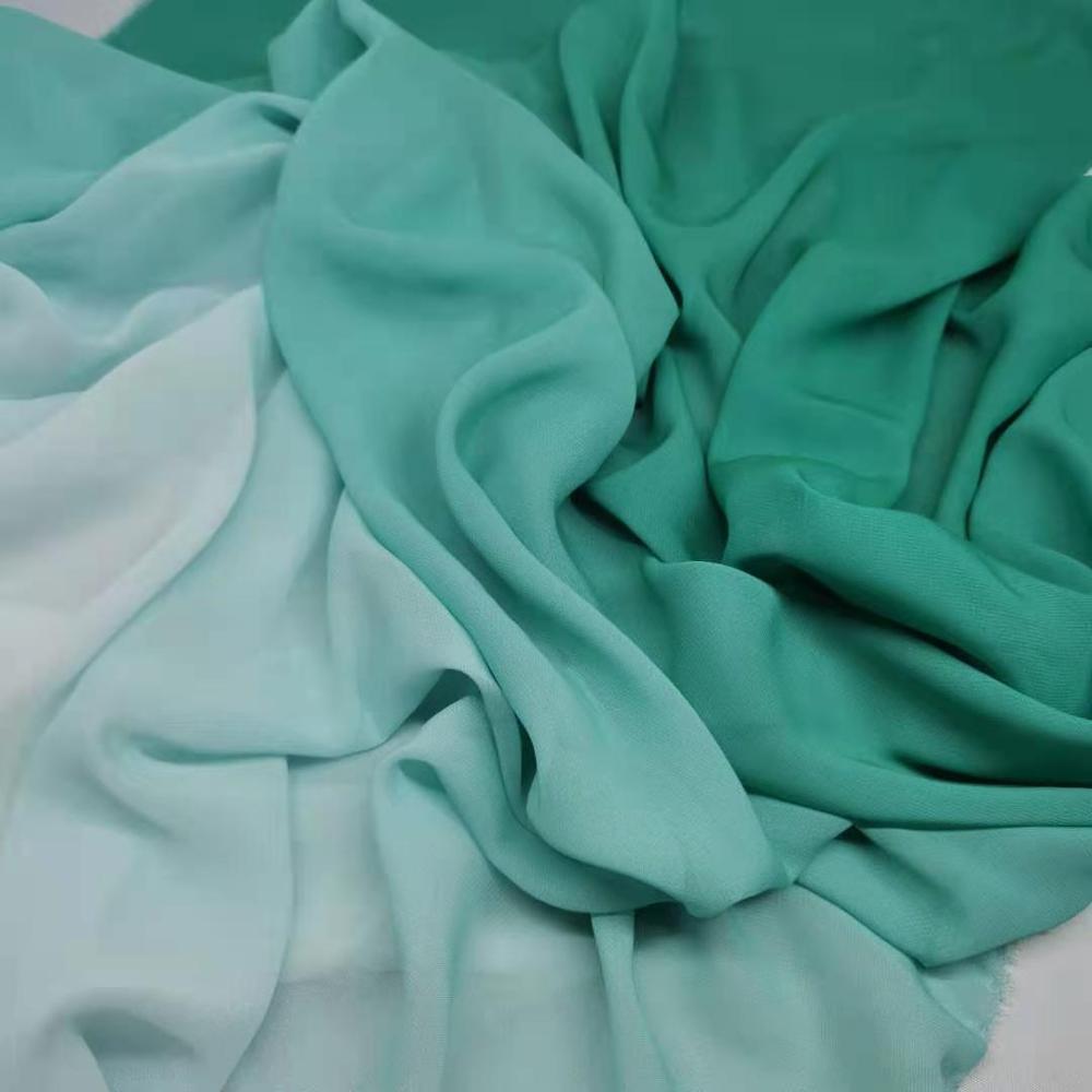 Ombre 100d chiffon stof blødt farvet dans cosplay kjole åndbar flydende diy symateriale: 100d blågrønne