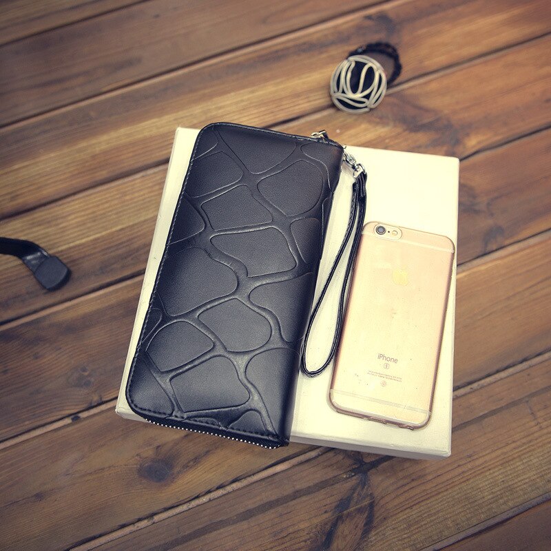 Pochette pour téléphone portable, portefeuille Long pour femmes, grande pierre en relief, , fermeture éclair,