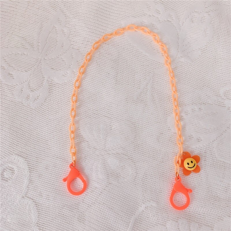 Cute Colorful Smily Anti-lost Face Cover Lanyard Adjustable Mask Chain for Women Neck Chain Glasses Strap Necklace Strap Holder: flower orange