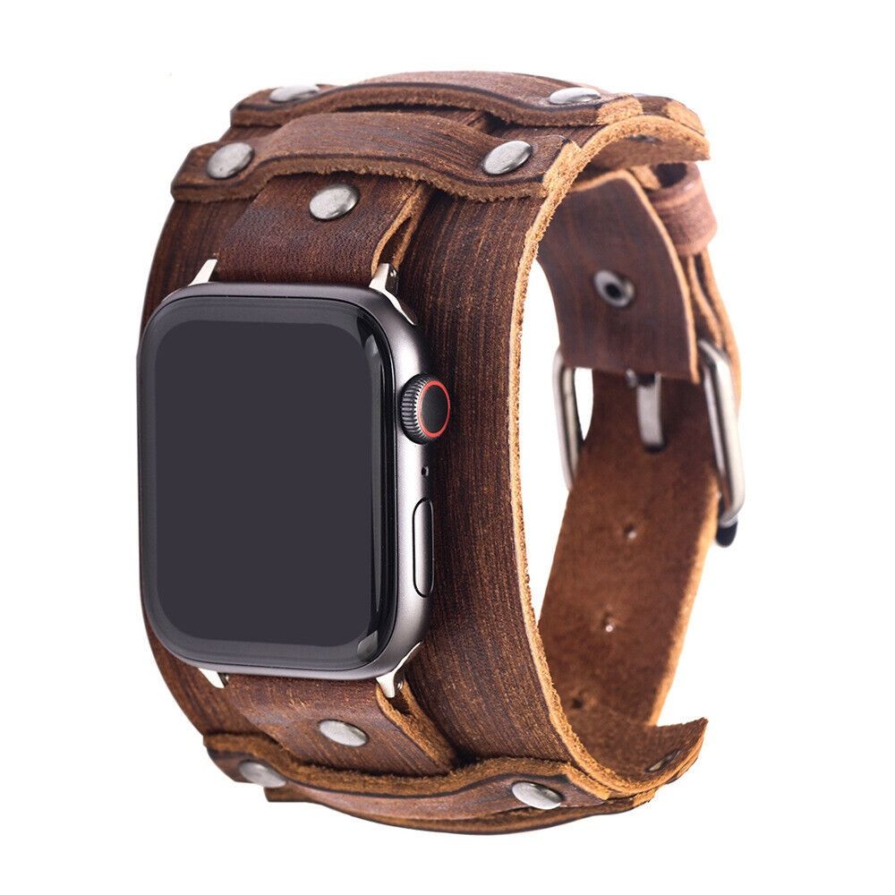 Punk Band Strap Leather Watch Strap Watch Band for Apple Watch Unisex: S / GREEN BLUE