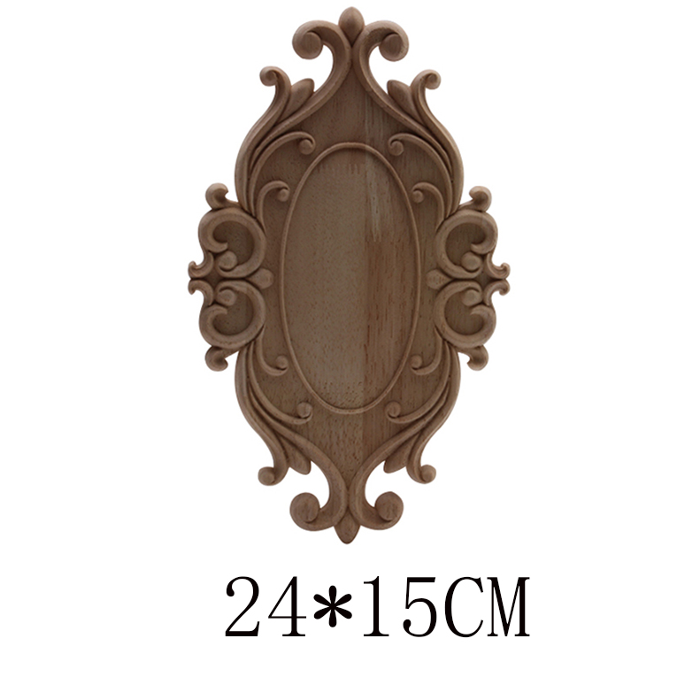 Figurines de madera Onlay apliques de madera Calcomanía para madera decoración antiguo europeo largo grande Floral mueble madera gabinete paredes