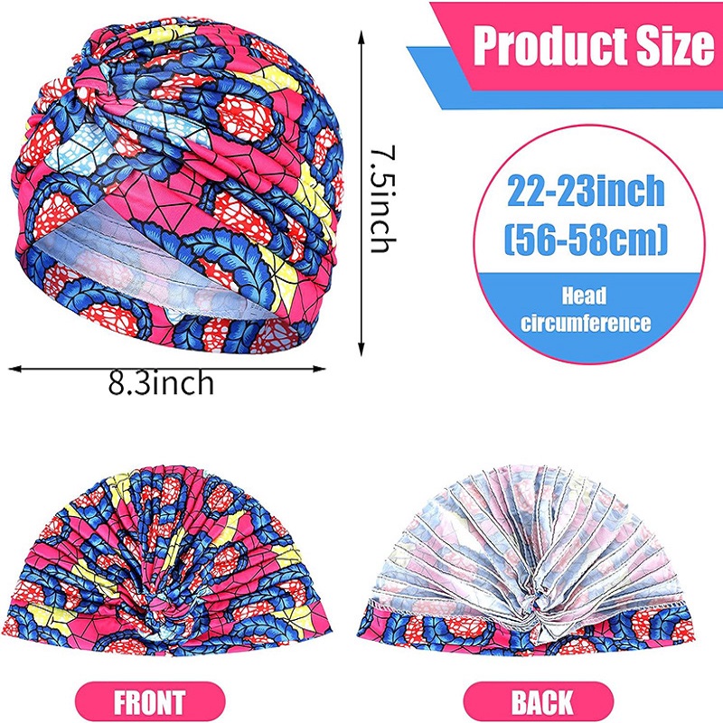 Kvinders print blomsterknude kræft flæse kemohue beanie tørklæde turban hoved wrap strikket hue hårtab tilbehør