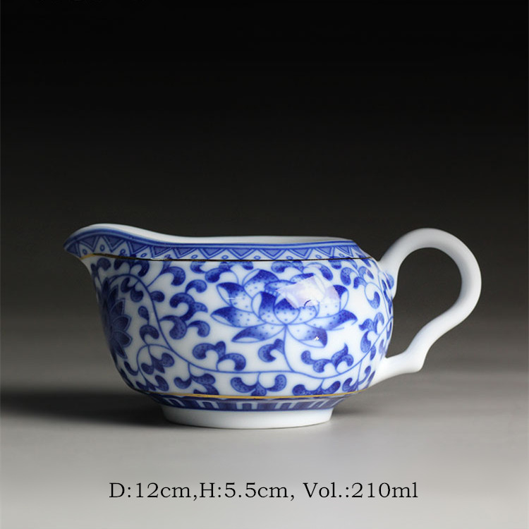Kinesisk tekande tekande tekande jingdezhen blå og hvid porcelæns tekop keramisk skummer mælkekop kaffe lattekande: Lotus