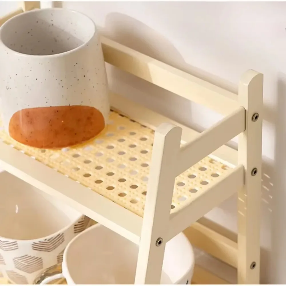 Bamboo Storage Rack Flower Pot Stand Kitchen Spice Caddy Shelf Desktop Cabinet Organizer Display Coffee Bar Counter Shelf