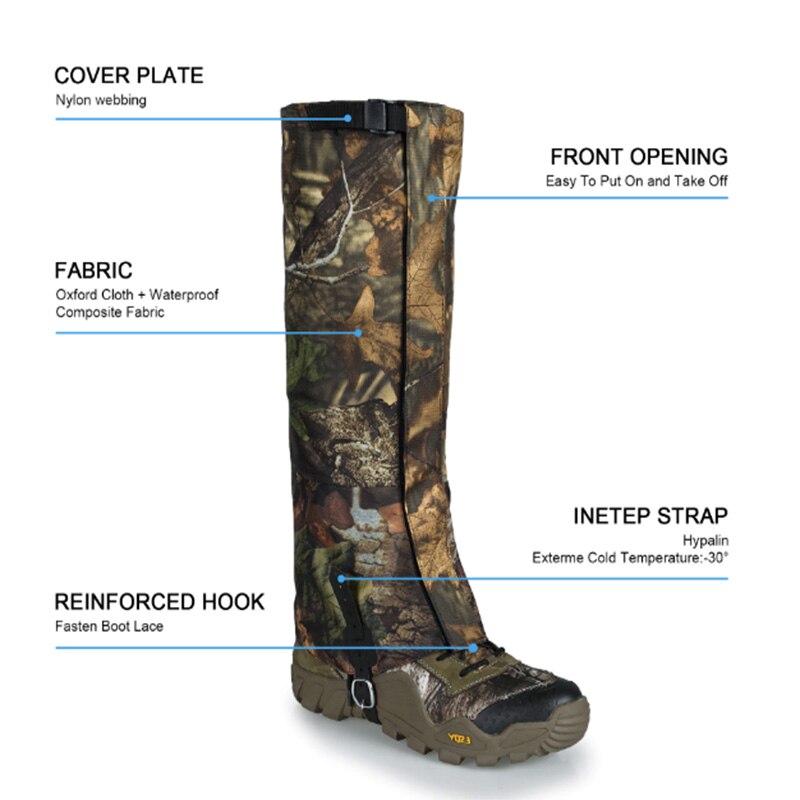 Polainas de pierna para nieve, cubierta de botas al aire libre, impermeable, ultraligeras, protección de piernas, para senderismo, escalada, Trekking