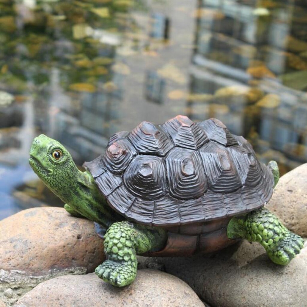 Resin Craft Realistic Turtle Statue Pond Ornament Home Art Decor