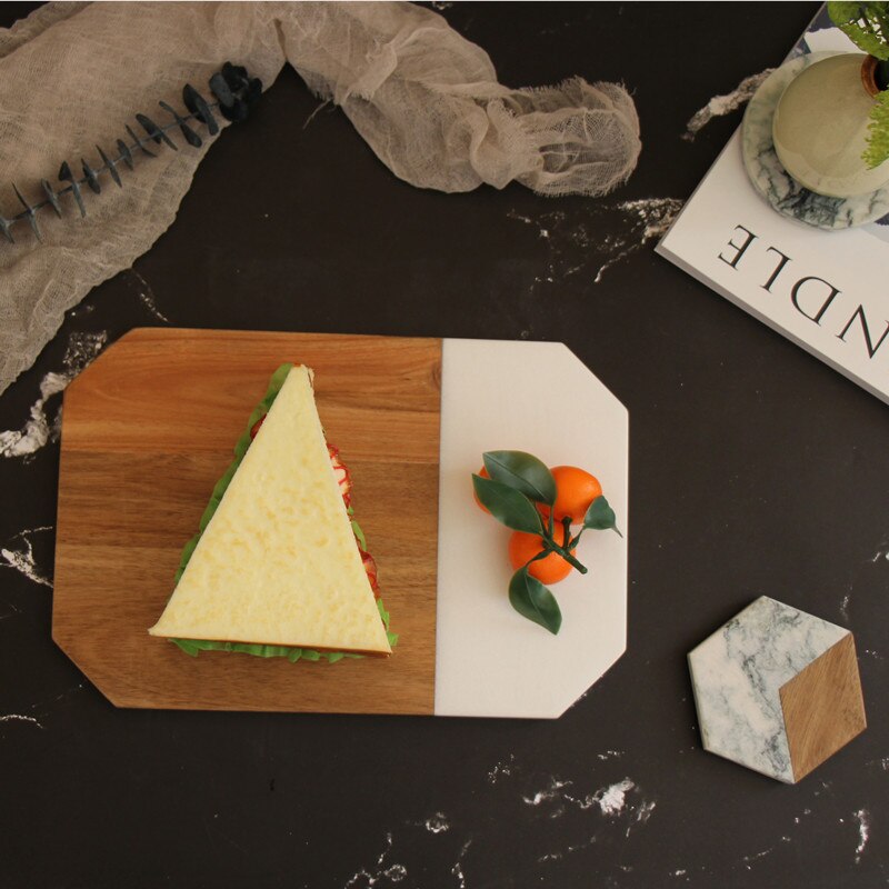 Marble Tray Splicing Cutting Board Desktop Shelf Simple Western Food Plate Cake Plate Home Soft Decoration