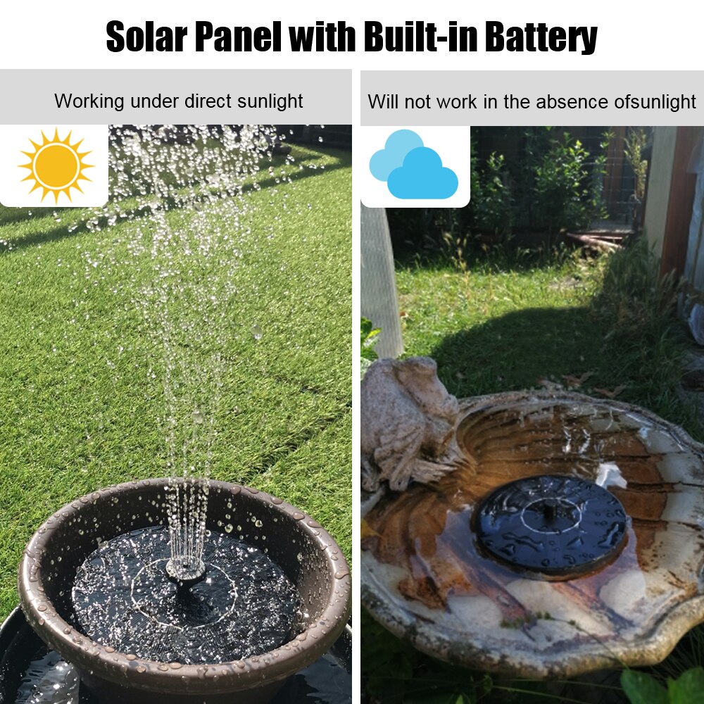 Solar Fountain Floating Garden Decoration Solar Panel Bird Bath Powered Fountain Pond Patio Garden Waterfall Fountain Pump