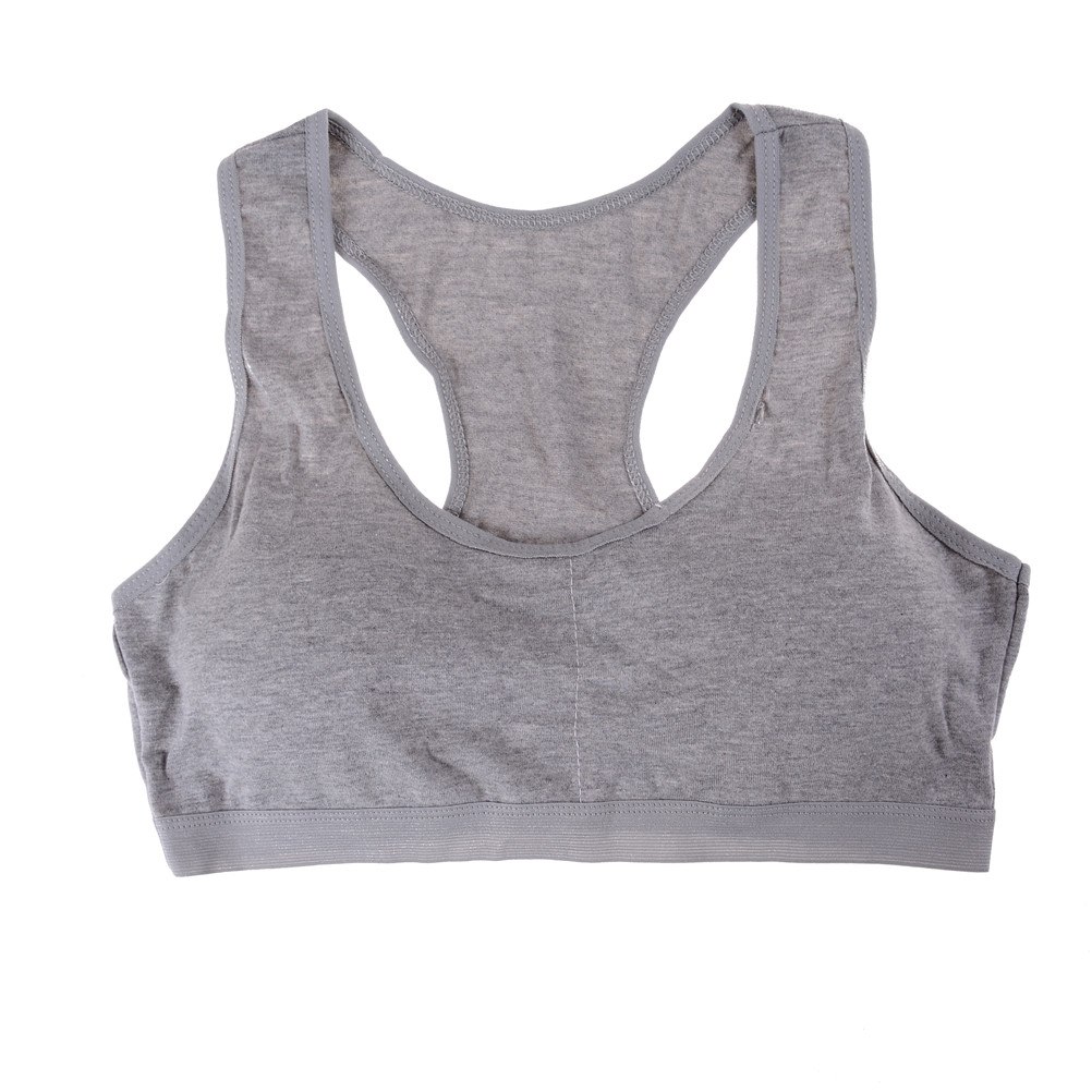 1 Pcs Tieners Meisjes Sport Beha Puberteit Ondergoed Draadloze Tiener Meisjes Sport Bh Borst Pad Katoen Jonge Meisjes Training Beha: Gray