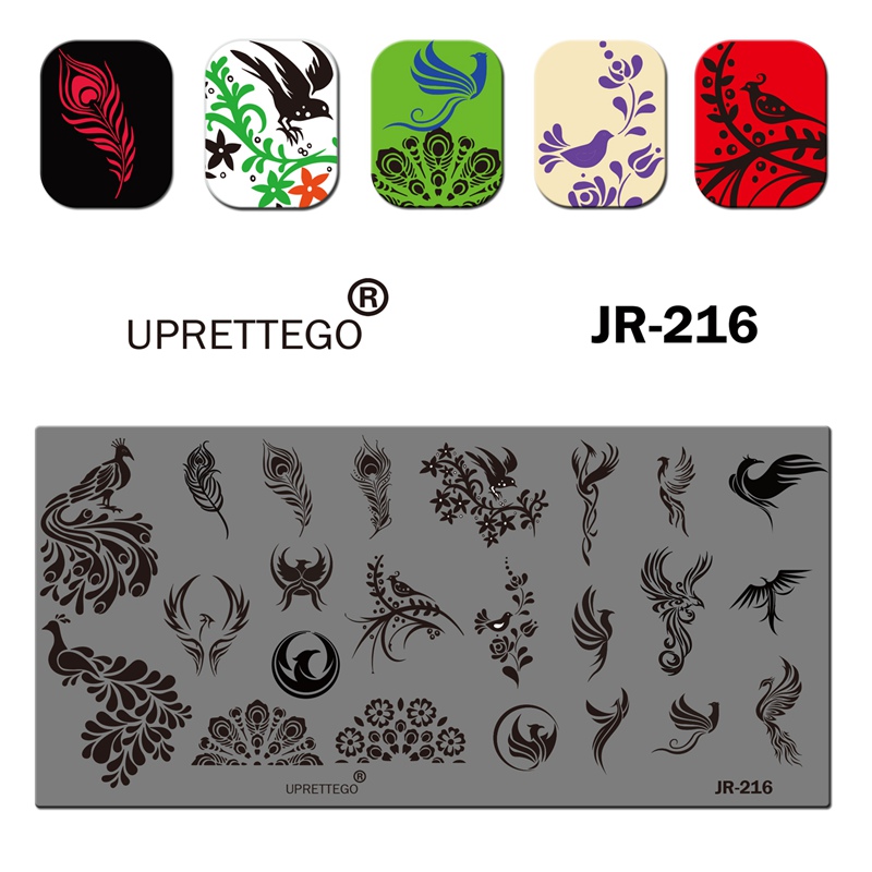 Roestvrij Staal Stempelen Plaat Sjabloon Russische Zin Bloemen Brief Gloeilamp Gratis Lijn Kerk Orchidee Nail Tool JR211-220: JR216