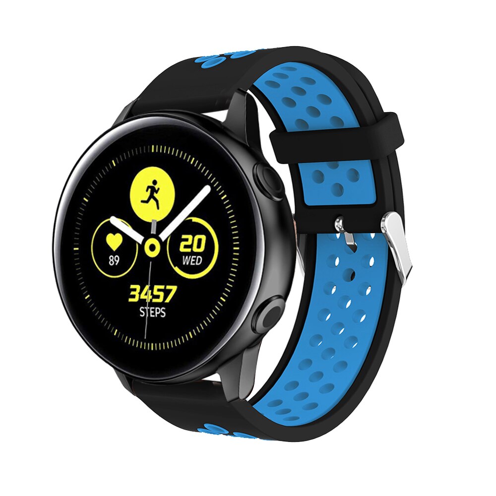 Siliconen Horlogebanden Voor Samsung Galaxy Horloge Active Smart Vervanging Armband Rubber Horloge Riem 20 Mm Riem Versnelling S2/Sport band: Black blue