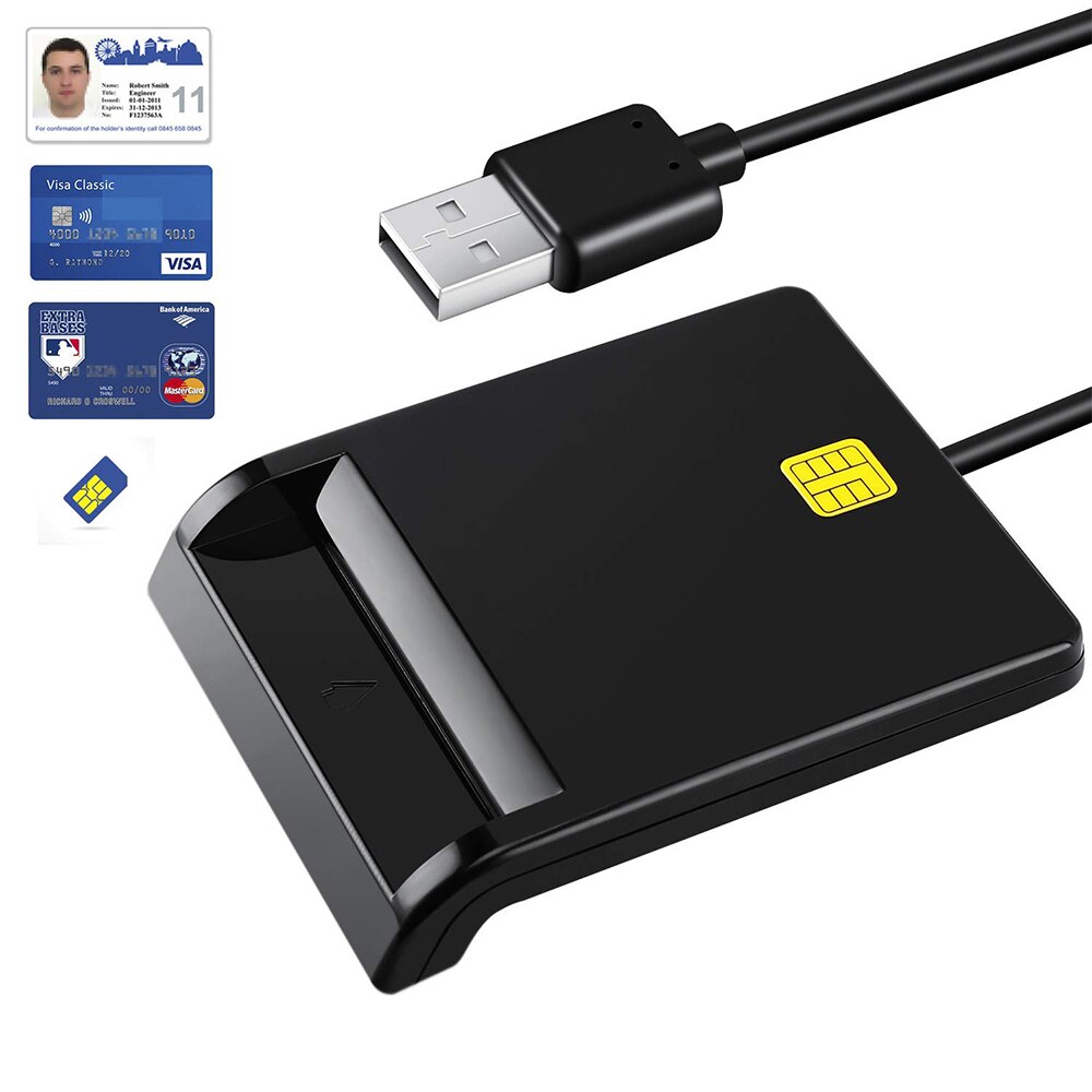 Kartenleser Tragbare USB 2,0 Smart Card Reader DNIE ATM CAC IC ID Bank Karte SIM Karte Cloner Stecker für windows Linux