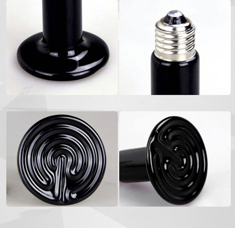 Ampoule de lampe chauffante pour couveuse | 75mm 25W/50W/70W/100W/150W/200W, supérieure, infrarouge noir, émetteur de lumière thermique, ampoule pour couveuse de Pet 220V E27