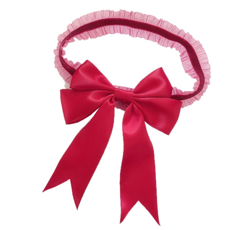 1pc kvinder brude ensfarvet blonder elastiske lårringe stort bånd bowknot brudekjole ben strømpebånd cosplay undertøj arm armbånd: Rød