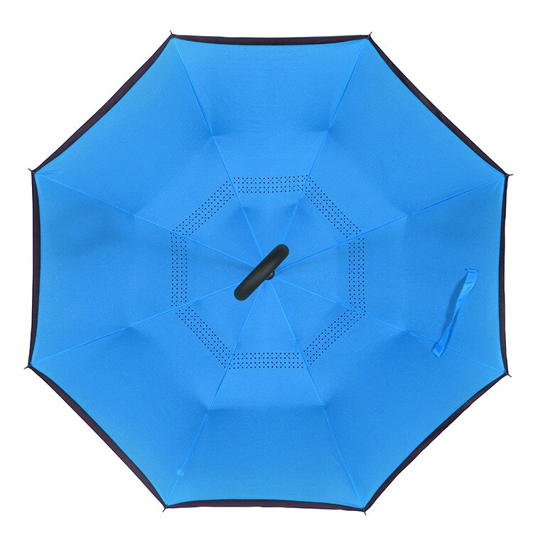 Vindtæt omvendt foldning dobbeltlag omvendt paraply selvstående regnbeskyttelse c-krog hænder til bil: Orange