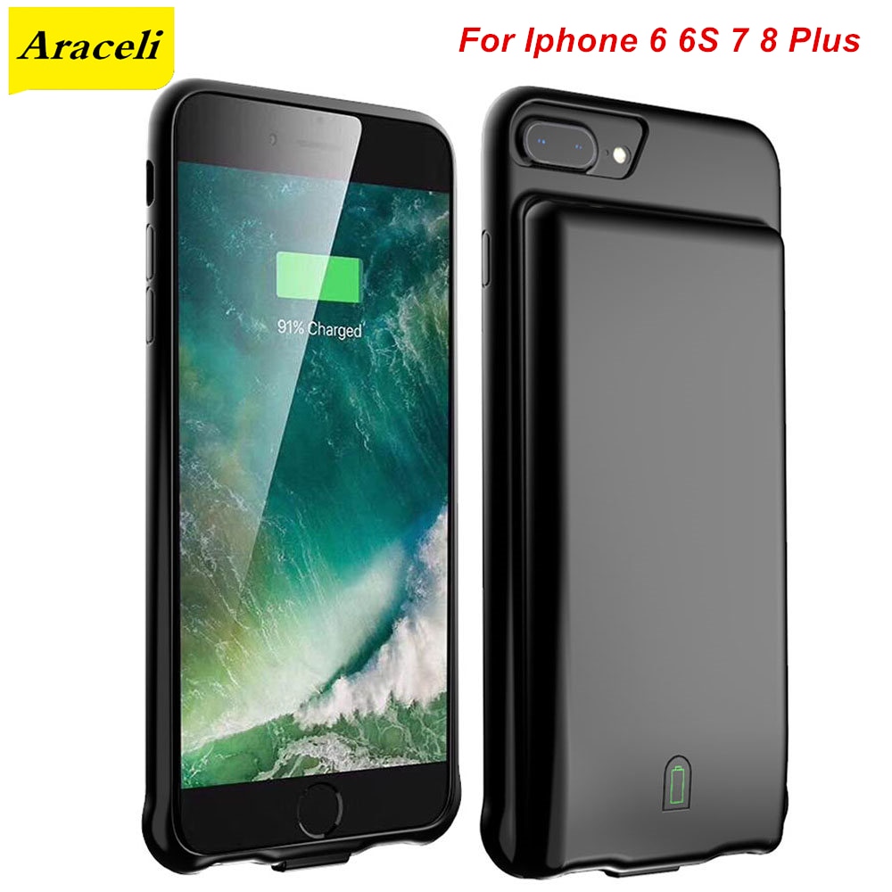 Araceli para iphone 6 plus caso de bateria 7000 mah banco de potência para iphone 6s mais 7 8 mais caso carregador de bateria