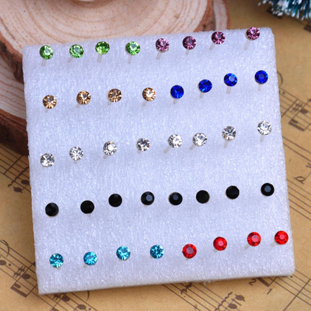 40Stck Multi-Farbe Stein Kristall Ohr Nieten einstellen Elegante Ohrringe Vermeiden Allergie Stift Ohrringe einstellen Für Frauen Mädchen schmuck: 3mm