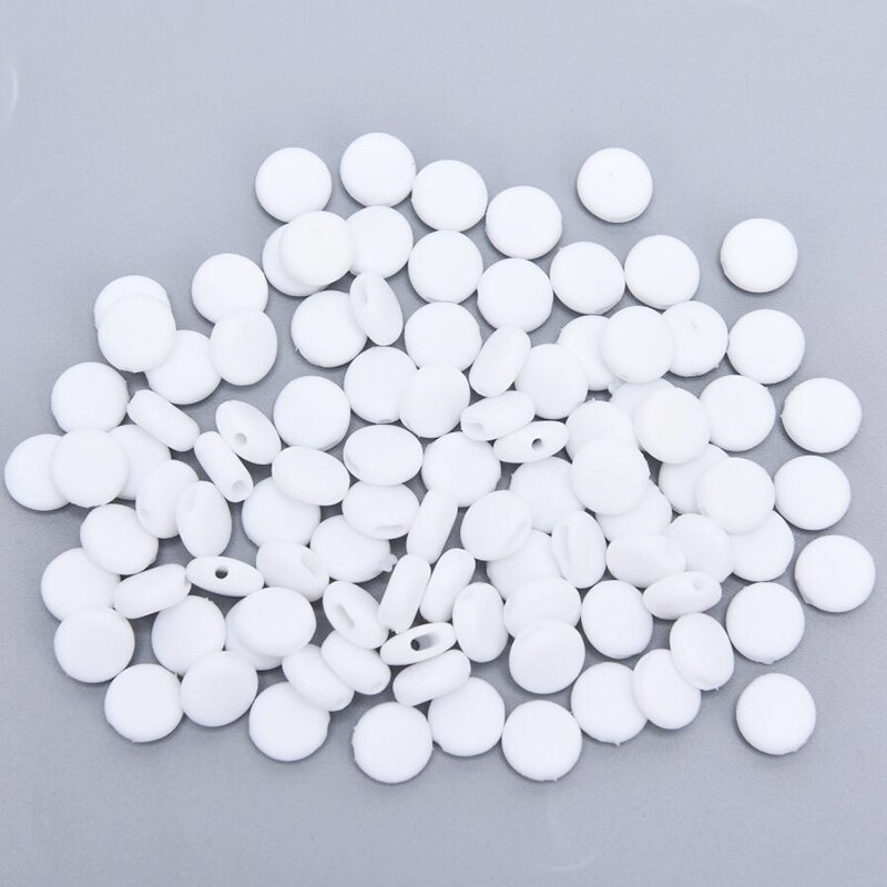 100pz 15 millimetri Piatto Fibbia di Regolazione gel di Silice Perline Bottoni per la Maschera Elastico Cavo di Fermacorda E Ganci Corda di Blocco Cinghia FAI DA TE estremità del cavo: bianca