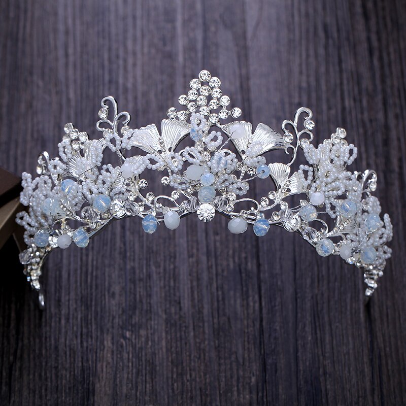 Baroque luxe argent plaqué cristal fleurs ensembles de bijoux de mariée strass couronne collier boucles d'oreilles ensemble accessoires de cheveux de mariage