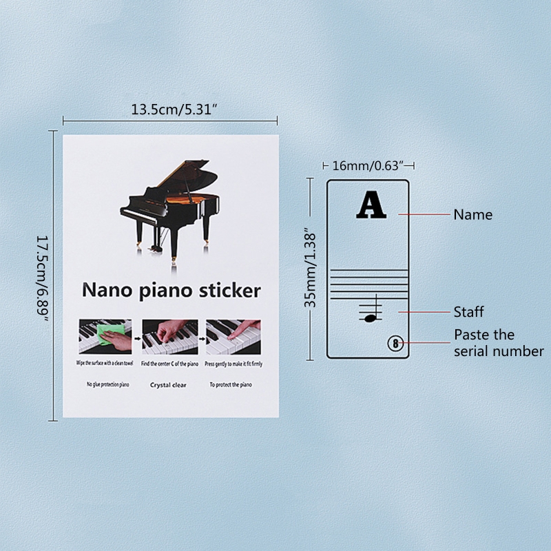 Transparent Piano Keyboard Stickers Symbol 54/61/88 Electronic Keyboard Key Piano Stave Note Sticker for Piano Beginner Learning