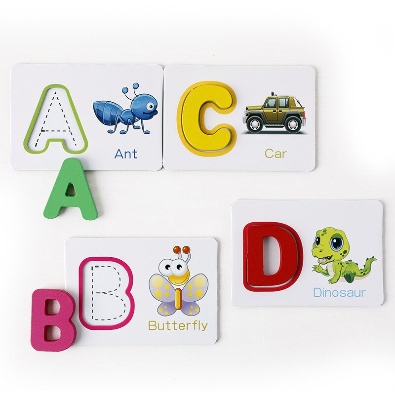 26 Alphabet Puzzle Puzzle Buchstaben Karte Erkenntnis Alphabetisierung Spiel Lernen USA Englisch Sprache ABC freundlicher Pädagogisches Wodden Spielzeug
