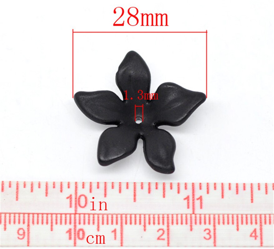 DoreenBeads 80Pcs Black Flower Frosted Acrylic Beads 28x7mm(B14821), yiwu