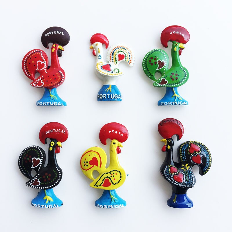 Fridge Magnet Souvenir Hand Painted Portugal Landmark Stereo Rooster Resin Refrigerator Sticker Home Decor Craft Ideas