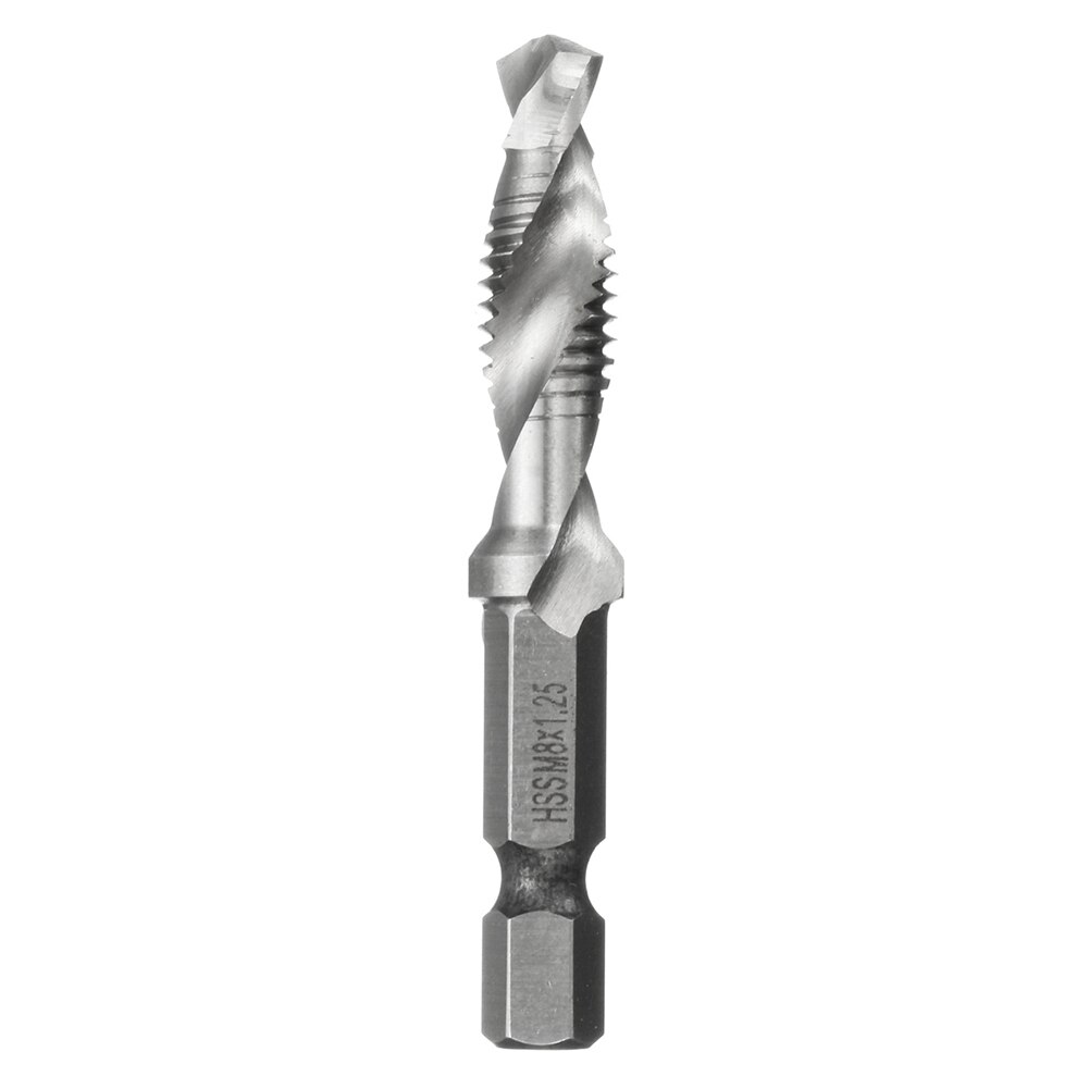 6Pcs Screw Tap Drill Bits HSS Screw Thread M3 M4 M5 M6 M8 M10 Metric Tap Combination Bit High Speed Steel 1/4 Hex Shank: M8