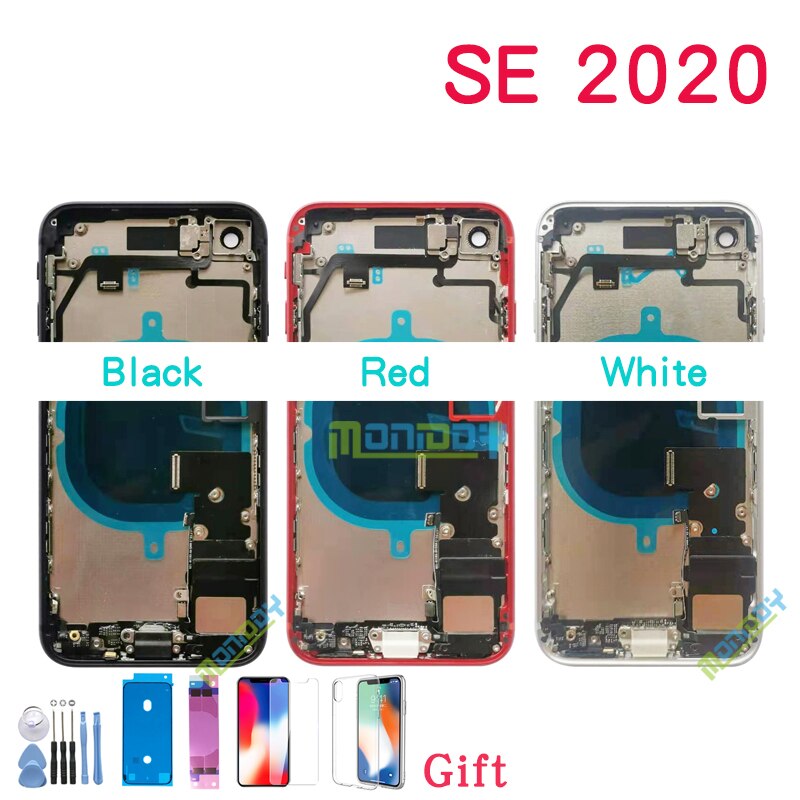 AAA Full Back Cover For iphone SE SE2 Housing Battery Door Middle Chassis Frame Housings Assembly Door Rear with Flex Cable