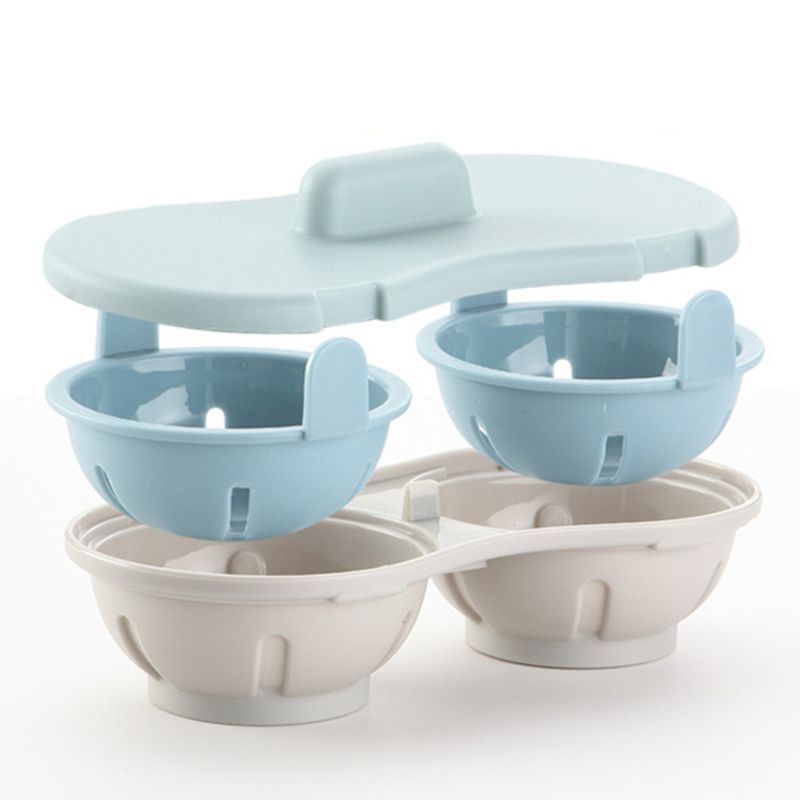 Bleu cuit à la vapeur boîte à oeufs micro-ondes oeuf Tra cuisine oeuf fabricant vapeur cuisine Gadget