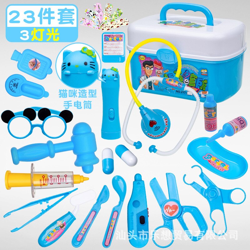 Arzt Spielzeug Set Kinder Spielen Haus GIRL'S Baby SCHÄTZEN LEBEN Modell Werkzeug Kits Injection Echometer:  Blue  23 Pieces Doctor Toy  Band 3 Lights 