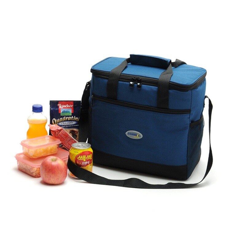 16l Thicken Folding Fresh Keeping Waterproof Nylon Lunch Bag Cooler Bag For Steak Insulation Thermal Bag Insulation Ice Pack: Blue