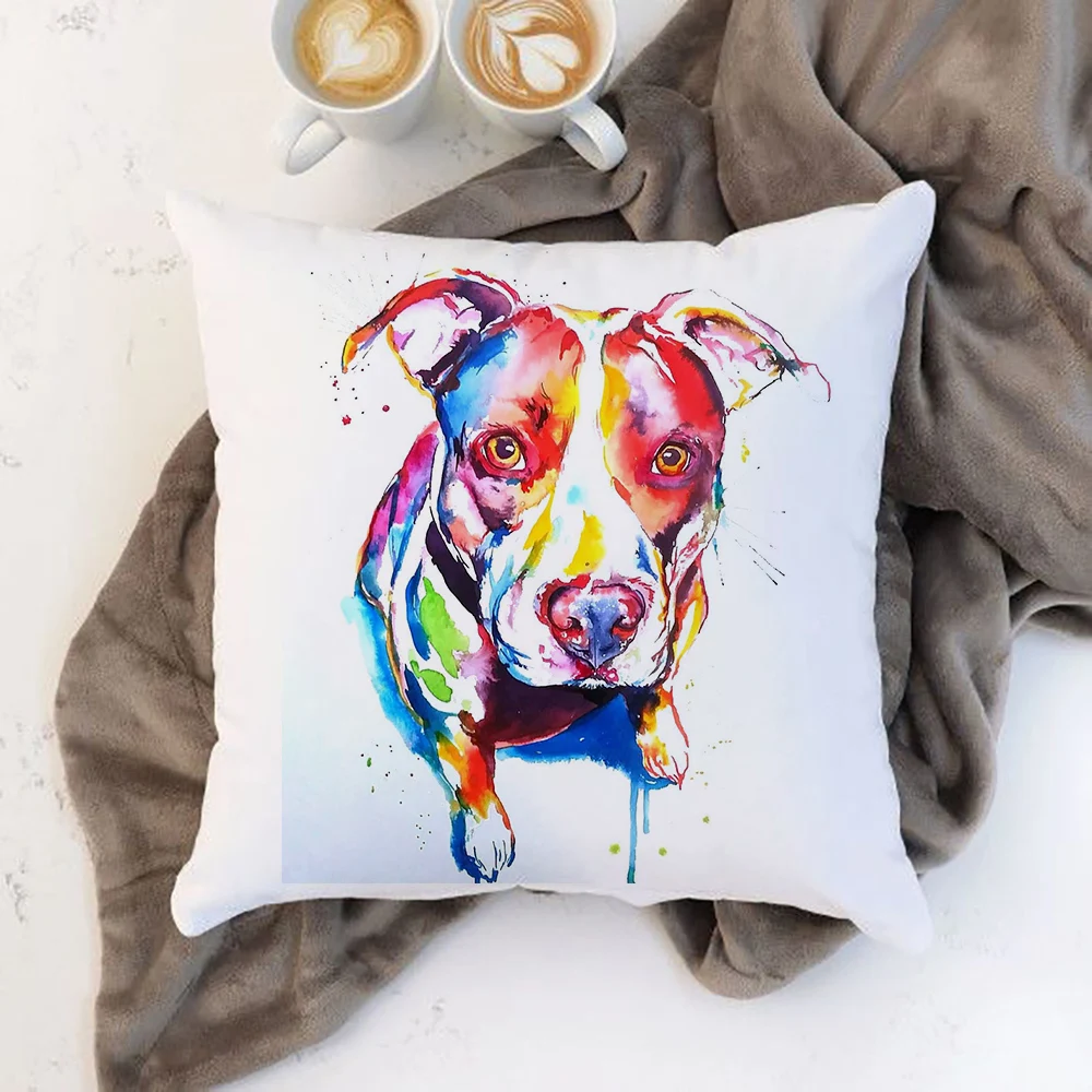 Housse de coussin colorée pour chien, bouledogue, coussin de jardin, lit de maison, chaise carrée