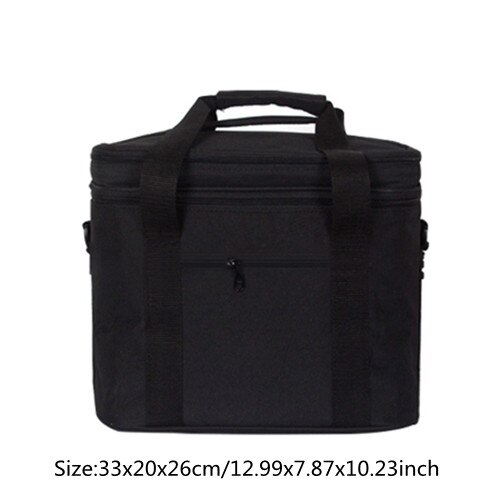 Big Capacity Cooler Bag Black Cold Thermal Picnic Lunch Tote Pouch Student Portable Milk Food Insulation Organizer Accessories: B Black Cooler Bag