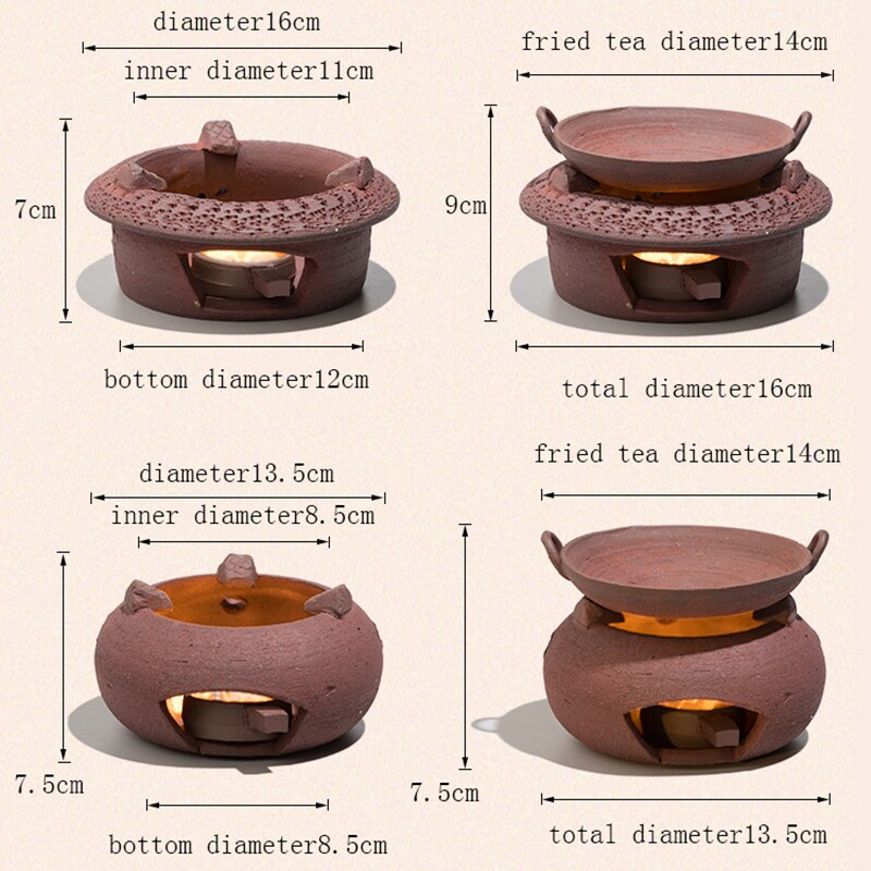 Estufa de té Vintage hecha a mano, accesorios creativos de arena de barro rojo, juego de té chino de Kung Fu, calentador de velas, decoración artesanal