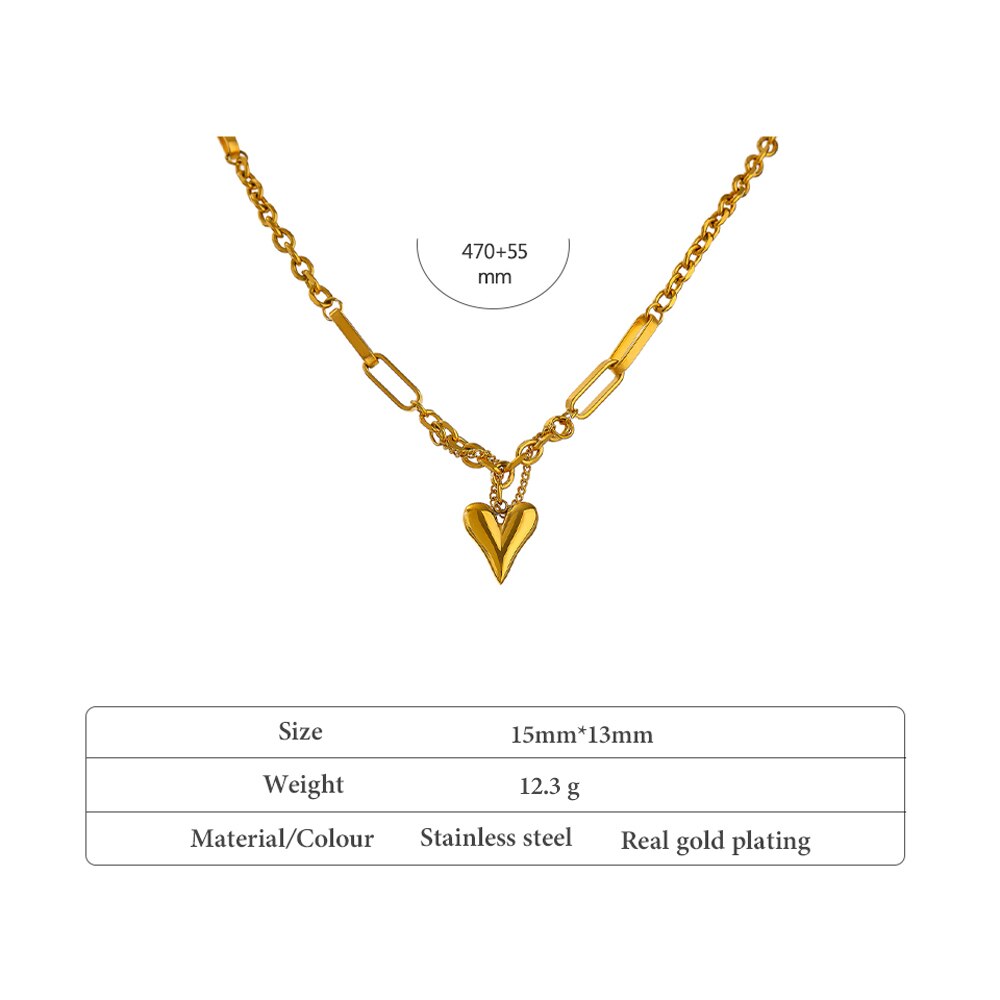 Yhpup-collar con colgante de corazón romántico para mujer, gargantilla de acero inoxidable de 18 K con textura de Metal, de , para aniversario