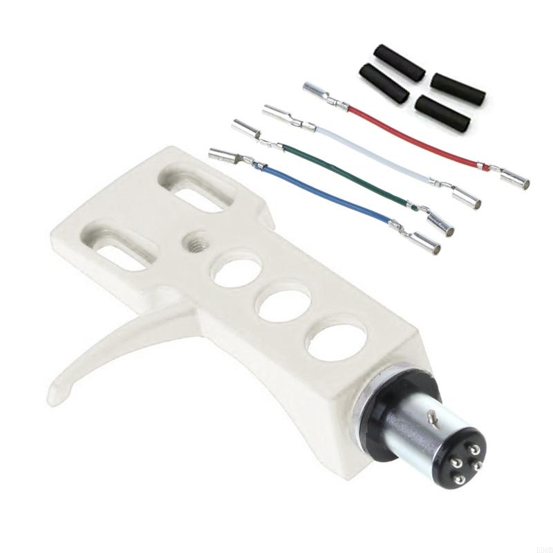 E56B Universal for LP Disc Record Player Phono Turntable Headshell 4-Pin Aluminum Alloy With Leadwires For Direct-Drive Turnt: WHITE