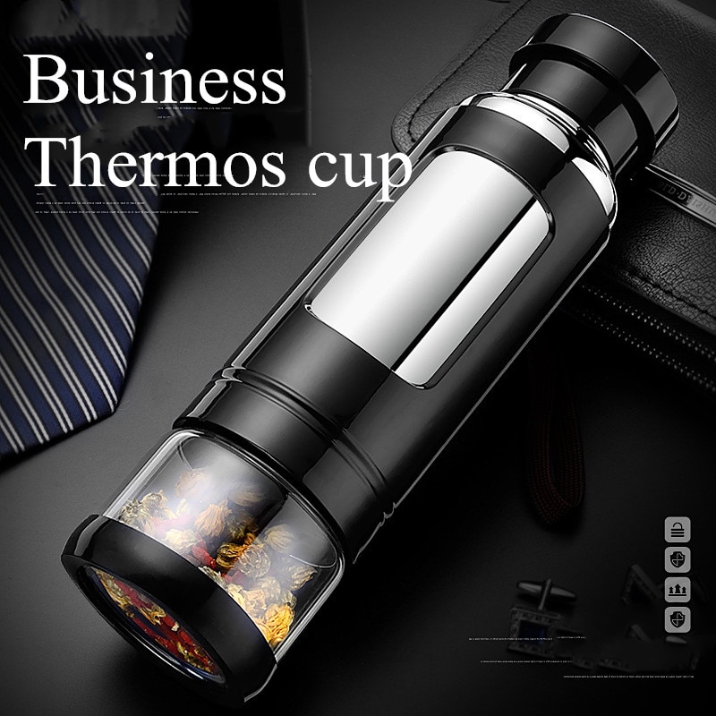500ml Thermos Bottle Stainless Steel Thermos Cup Tea Vaccum Flasks Glass Tea Cup Office Thermos Mug Portable Travel Thermos Cups