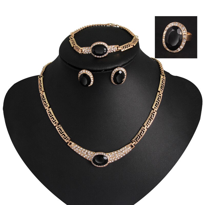 Jiayijiaduo braut schmuck setzt für frauen kristall damen Afrikanischen perlen partei halskette Gold-farbe ohrringe hochzeit kleid: Rhodium überzogen