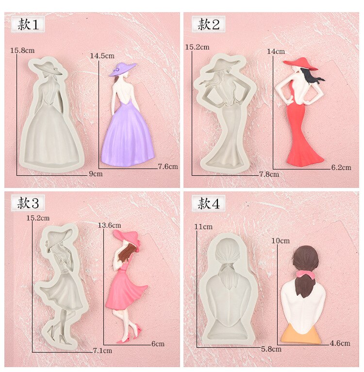 Belle fille silicone moule bricolage fondant gâteau moule chocolat fudge outil cuisine ustensiles de cuisson k253