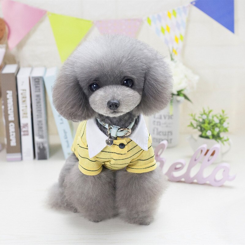 Dolphin Print Dog Clothes T-shirt Stripe Dogs Clothing for Pet Costume Cartoon Spring Summer Chihuahua Ropa Para Perro