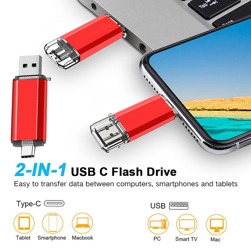 Multifunktionales otg 2 in 1 typ-c usb-Stock 128gb cle usb-Stock 8/16/32/64 gb usb-Stock für telefon