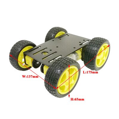 Mini 4WD Intelligent Robot Trolley Chassis Metal Panel Plastic Wheel