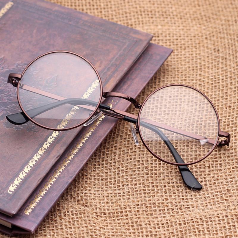 Round Metal Decorative Plain Eyewear Glass Unisex Optical Glasses UV Protective Windproof Eyeglasses