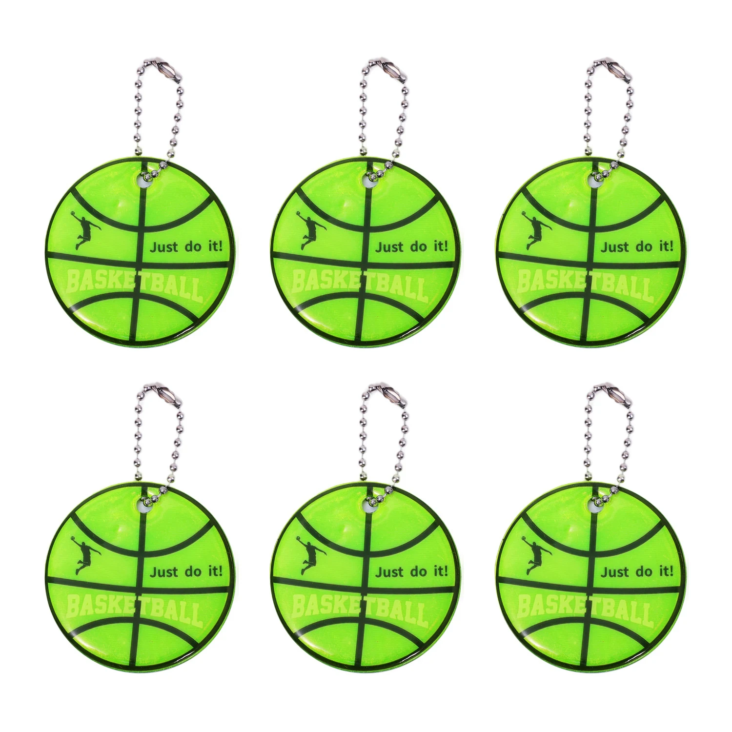 5/40Stck FußBall Reflektierende Schlüsselbund Nacht Sicherheit Schlüssel Kette für Taschen Rucksack Anhänger Reflektor für Dinge Verkehrs Securi: 6 cm / Weiß