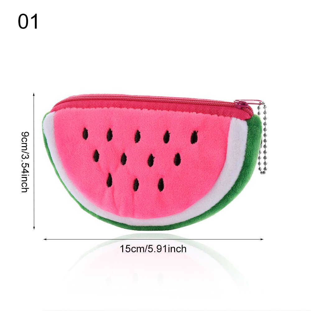 1 ud. Monederos bonitos de felpa para mujeres niñas frutas serie sandía fresa Cactus monedero cartera estudiante lápiz estuche: 1